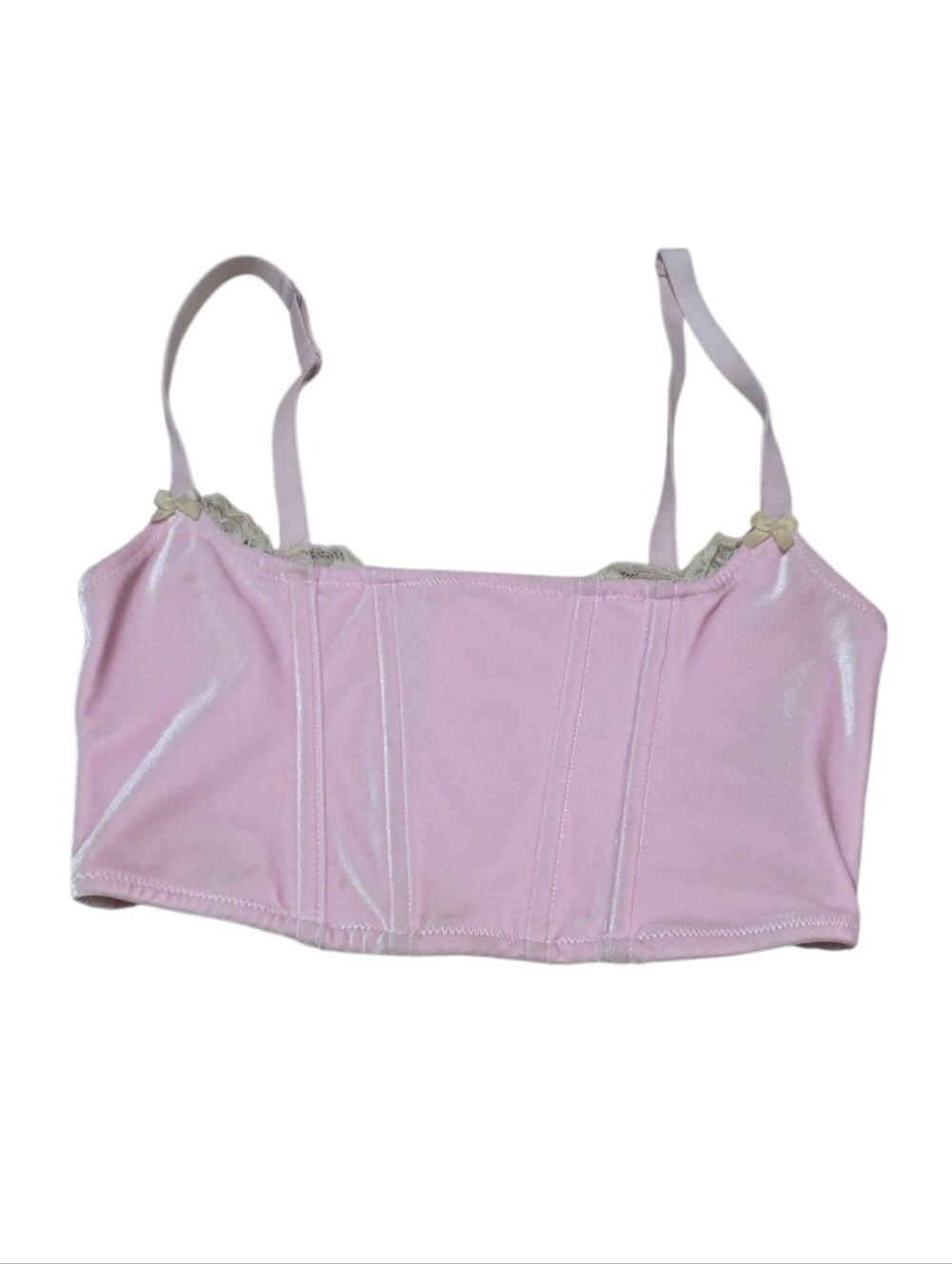Skims Pink Velvet Lace Feminine Cropped Corset Top